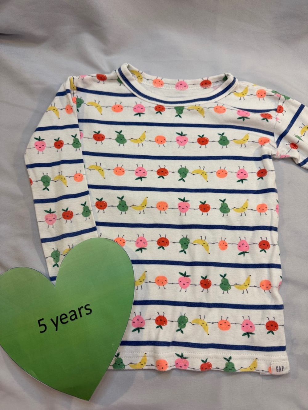 GAP organic cotton Long Sleeve Tee with Multicolor Fruit Stripe Print